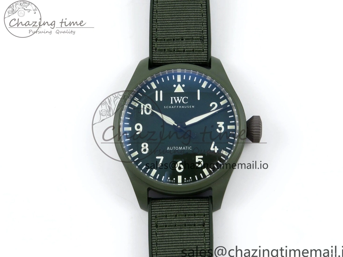 MIROTIME 0302 Big Pilot IW329802 M+F 1:1 Best Edition Green Dial on Green Nylon Strap MY Unique 7002